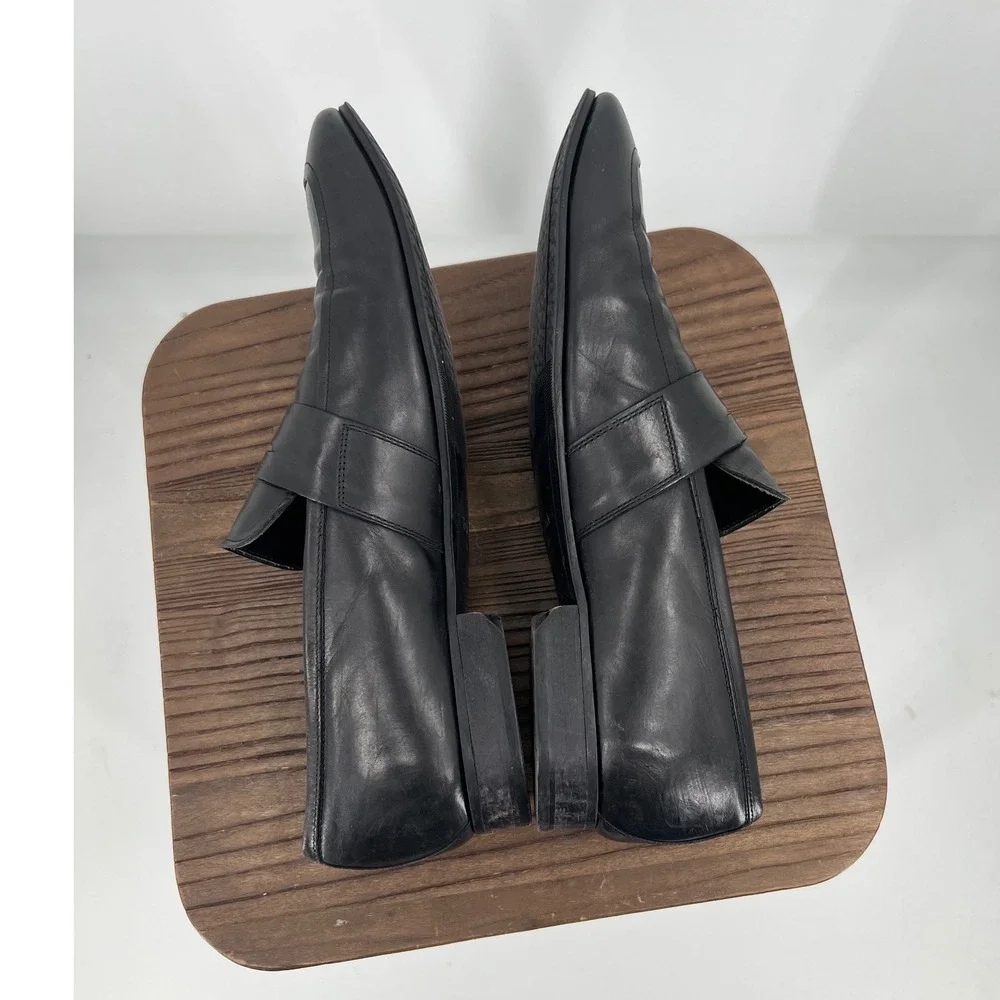 To Boot New York Adam Derrick Mens Black Leather Penny Loafers Made in Italy 10